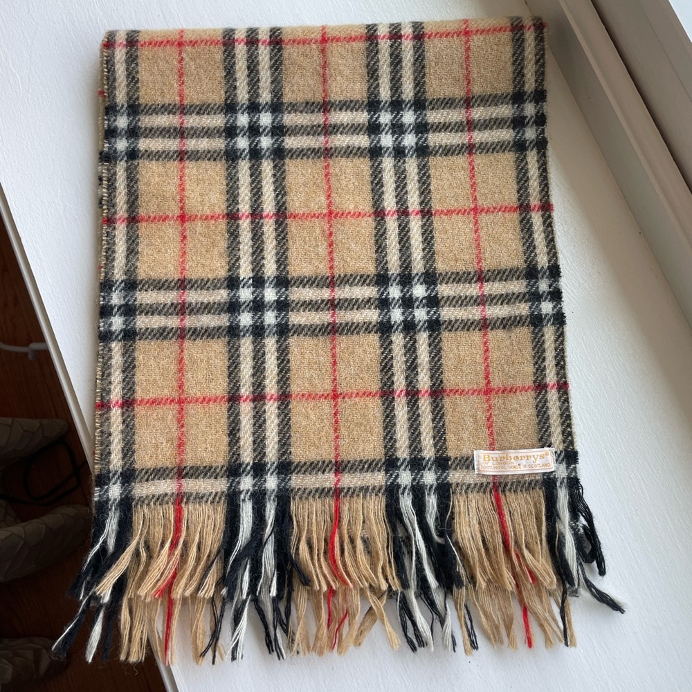 Vintage Burberrys of London Nova Check Plaid Scarf Gold Label 100% Scotland Wool